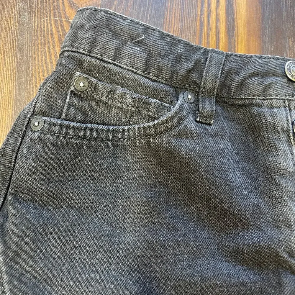 Free People We The Free Blk Denim Distressed Button Fly Mini Skirt size 25